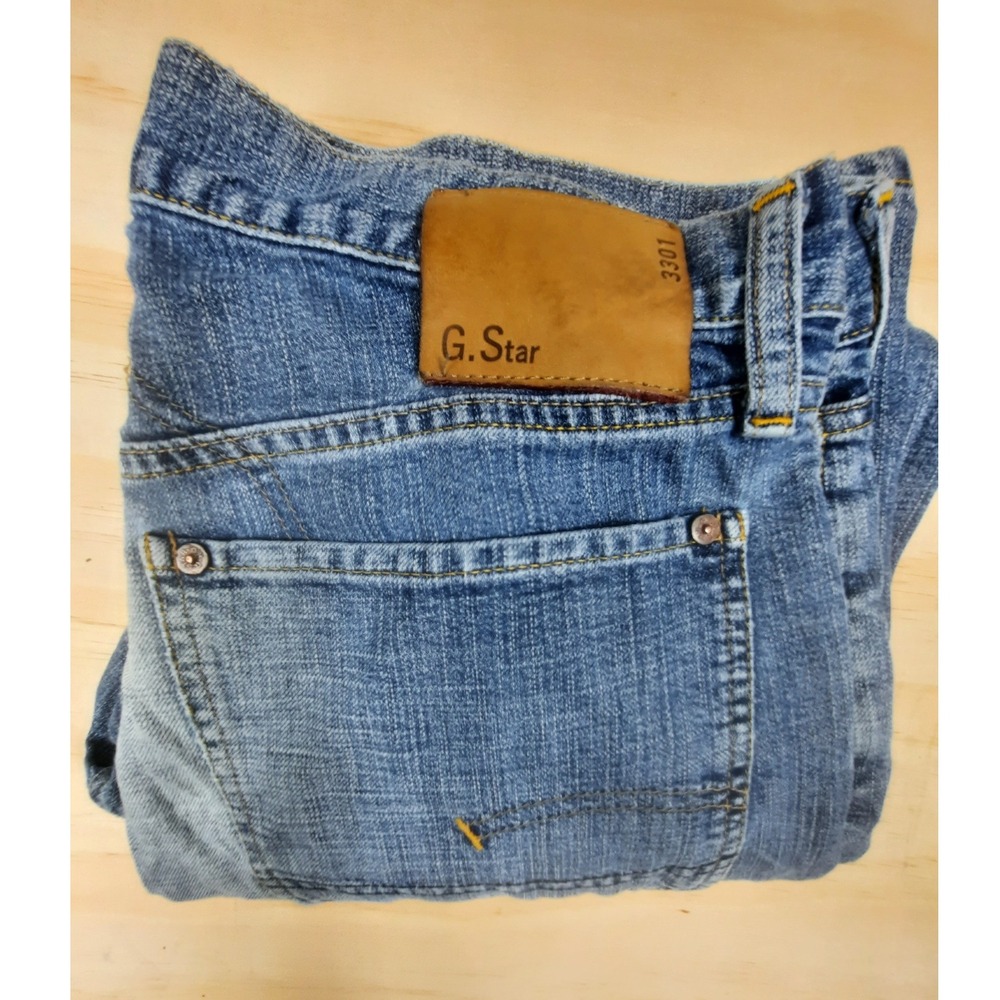 G-Star Raw 3301 Straight Leg Jeans‎ Mens 32x30 Blue Denim Faded